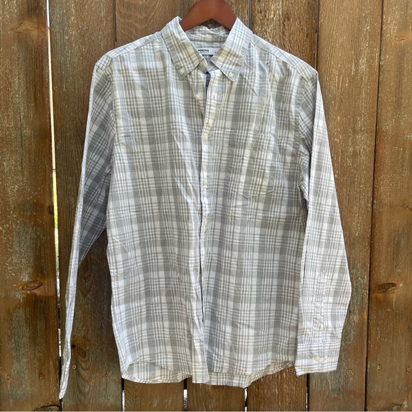 SONOMA Men’s Gray White Plaid Long Sleeve Button Down Size Medium - Picture 1 of 10